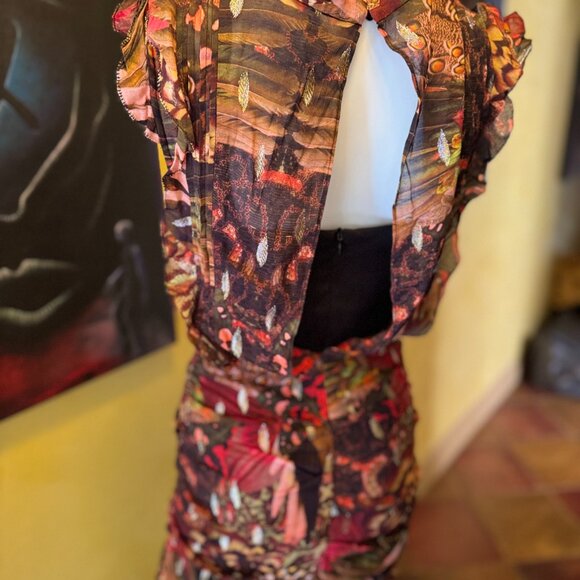 NWT! AllSaints 'Hali Gene' Ruffle Sleeve Midi Dress - Size US 2 - Picture 12 of 16